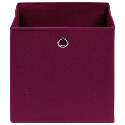 Cajas de almacenamiento 4 uds. Tela rojo oscuro 32x32x32cm.