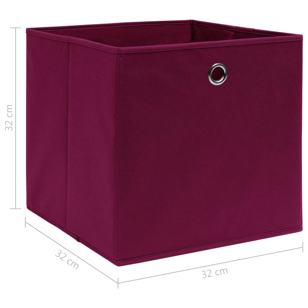 Cajas de almacenamiento 4 uds. Tela rojo oscuro 32x32x32cm.