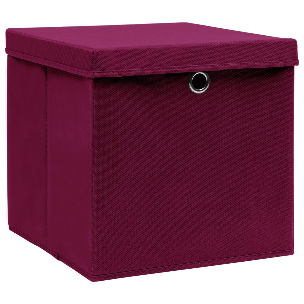 Boîtes de rangement avec couvercles 10 pcs Rouge foncé 32x32x32cm