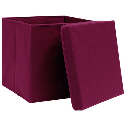 Boîtes de rangement avec couvercles 10 pcs Rouge foncé 32x32x32cm