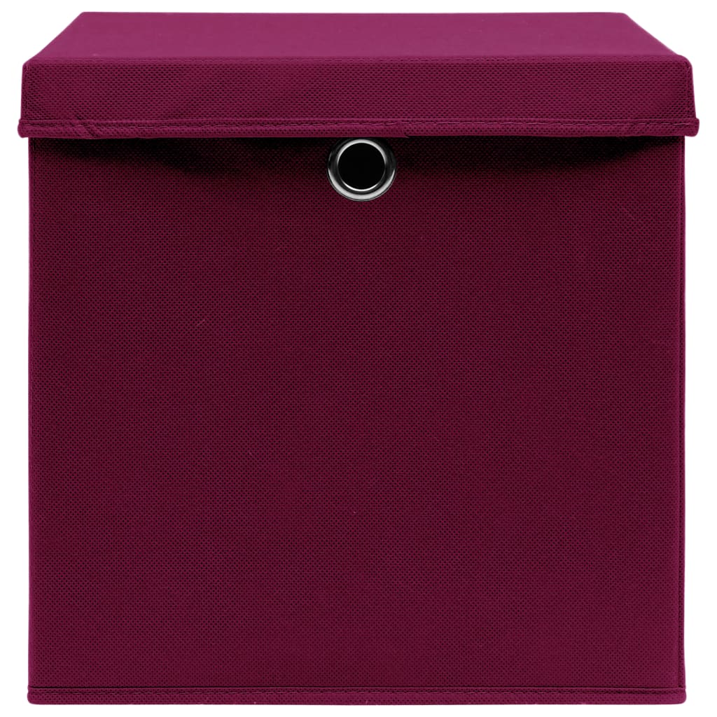 Boîtes de rangement avec couvercles 10 pcs Rouge foncé 32x32x32cm