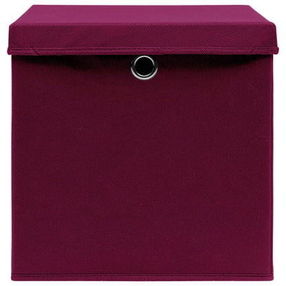 Boîtes de rangement avec couvercles 10 pcs Rouge foncé 32x32x32cm