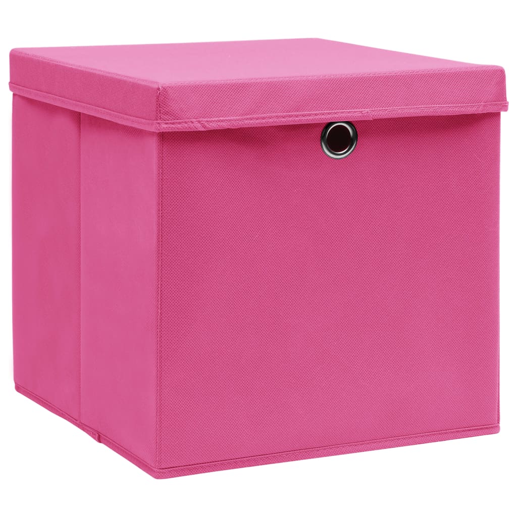 Aufbewahrungsboxen mit Deckeln 4 Stk. Rosa 32x32x32 cm Stoff