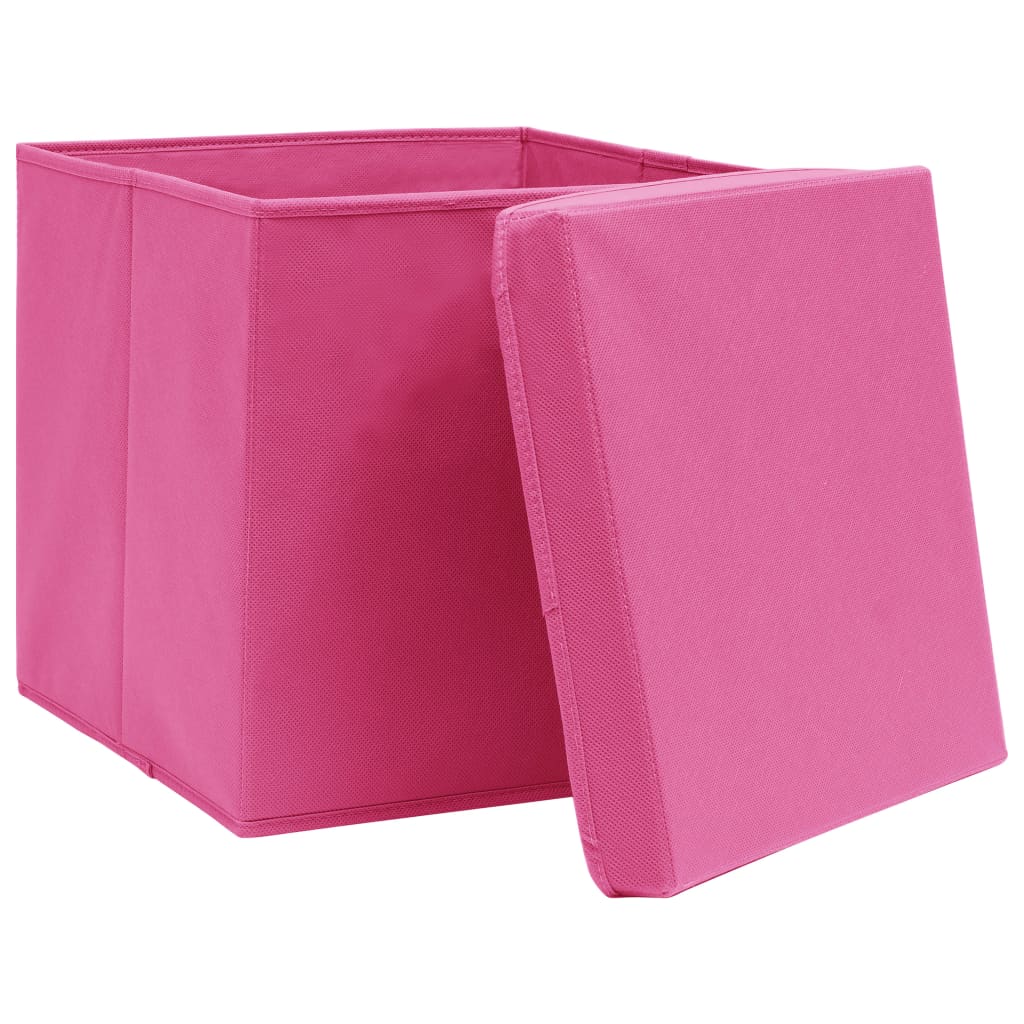 Aufbewahrungsboxen mit Deckeln 4 Stk. Rosa 32x32x32 cm Stoff