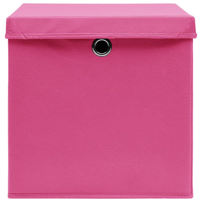 Aufbewahrungsboxen mit Deckeln 4 Stk. Rosa 32x32x32 cm Stoff