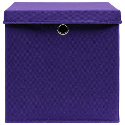 Boîtes de rangement avec couvercles 10 pcs Tissu violet 32x32x32 cm