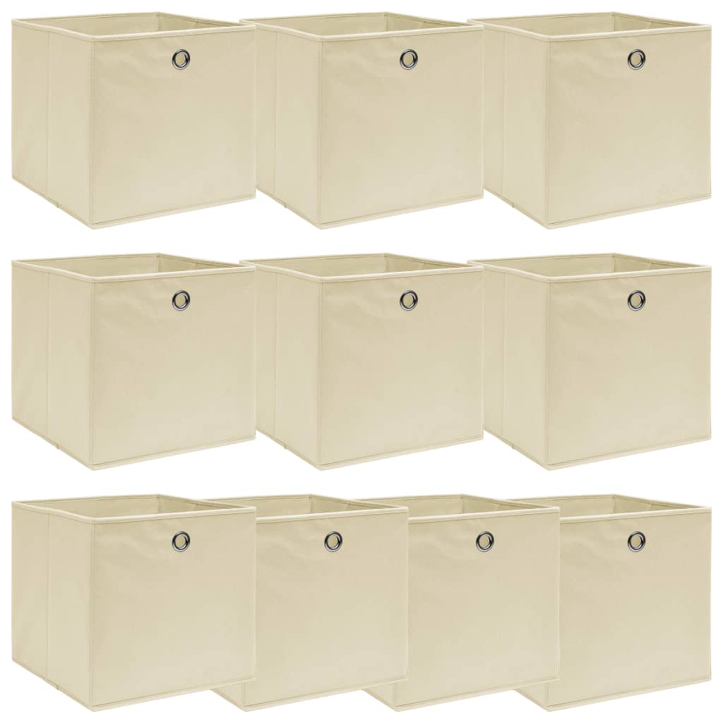 Boîtes de rangement 10 pcs. Tissu crème 32x32x32 cm