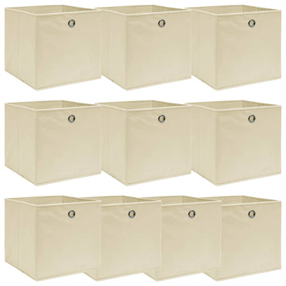 Boîtes de rangement 10 pcs. Tissu crème 32x32x32 cm