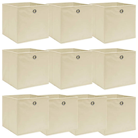 Aufbewahrungsboxen 10 Stk. Creme 32x32x32 cm Stoff