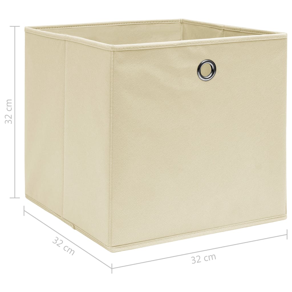 Boîtes de rangement 10 pcs. Tissu crème 32x32x32 cm