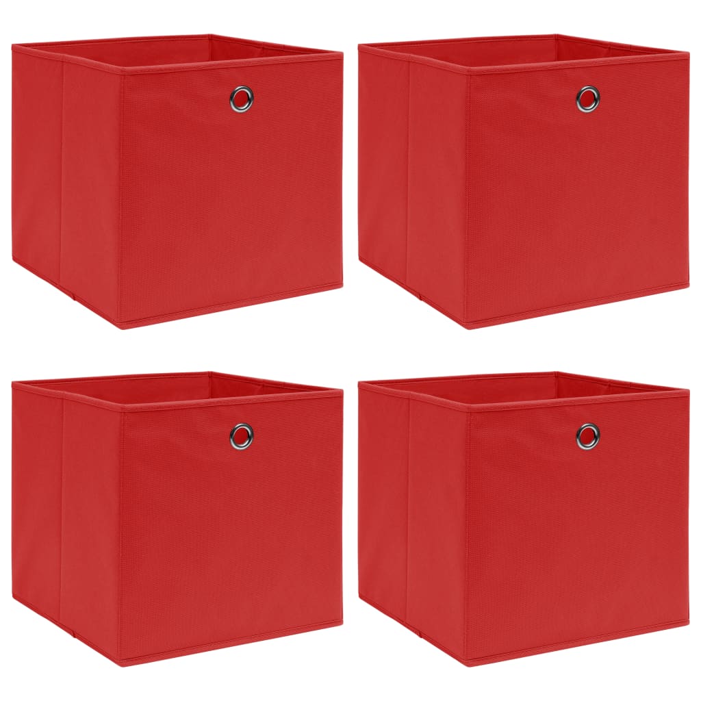 Boîtes de rangement 4 pcs. Tissu rouge 32x32x32 cm