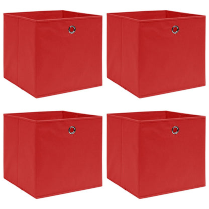 Boîtes de rangement 4 pcs. Tissu rouge 32x32x32 cm