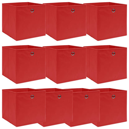 Aufbewahrungsboxen 10 Stk. Rot 32x32x32 cm Stoff