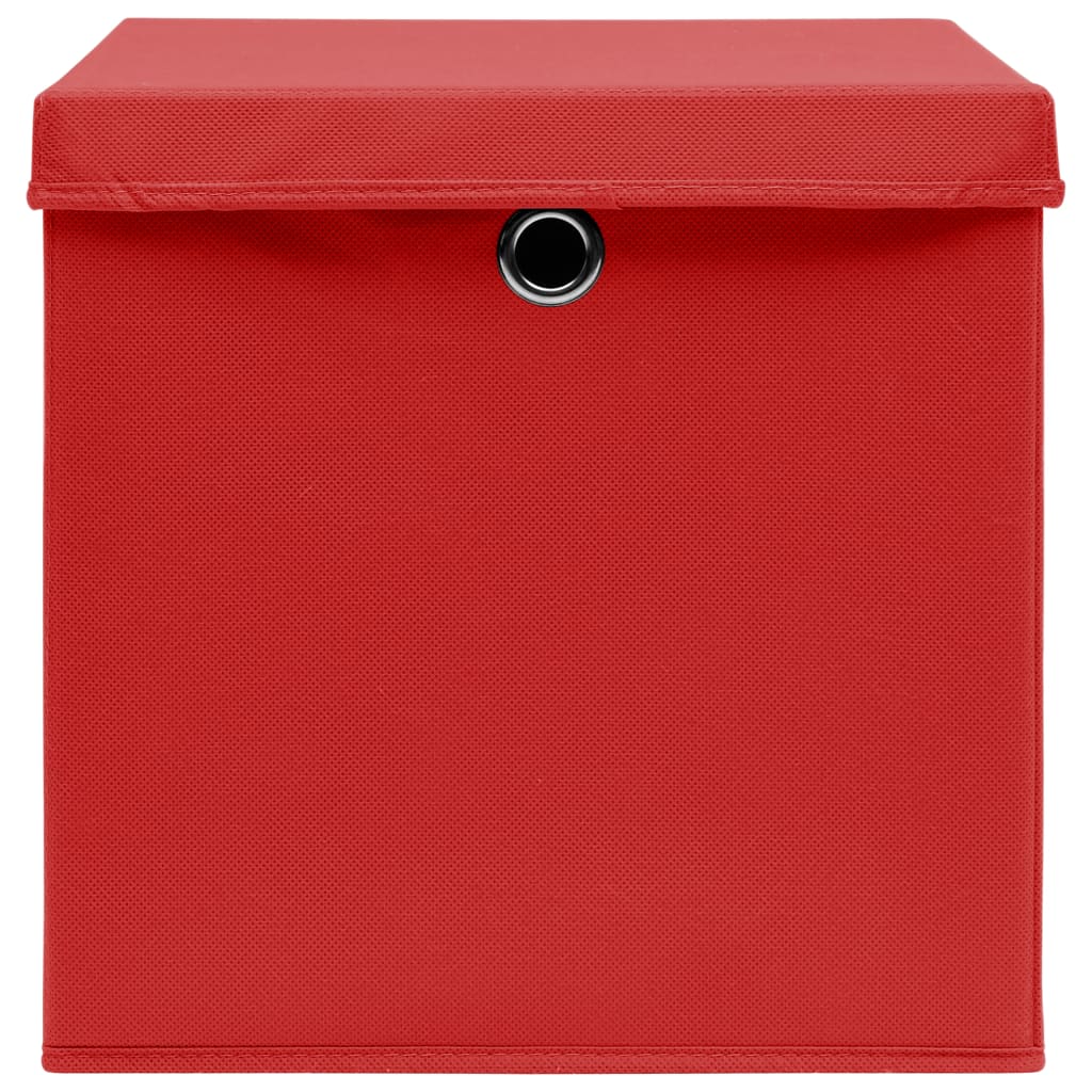 Aufbewahrungsboxen mit Deckeln 10 Stk. Rot 32x32x32 cm Stoff