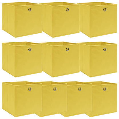 Boîtes de rangement 10 pcs. Tissu jaune 32x32x32 cm