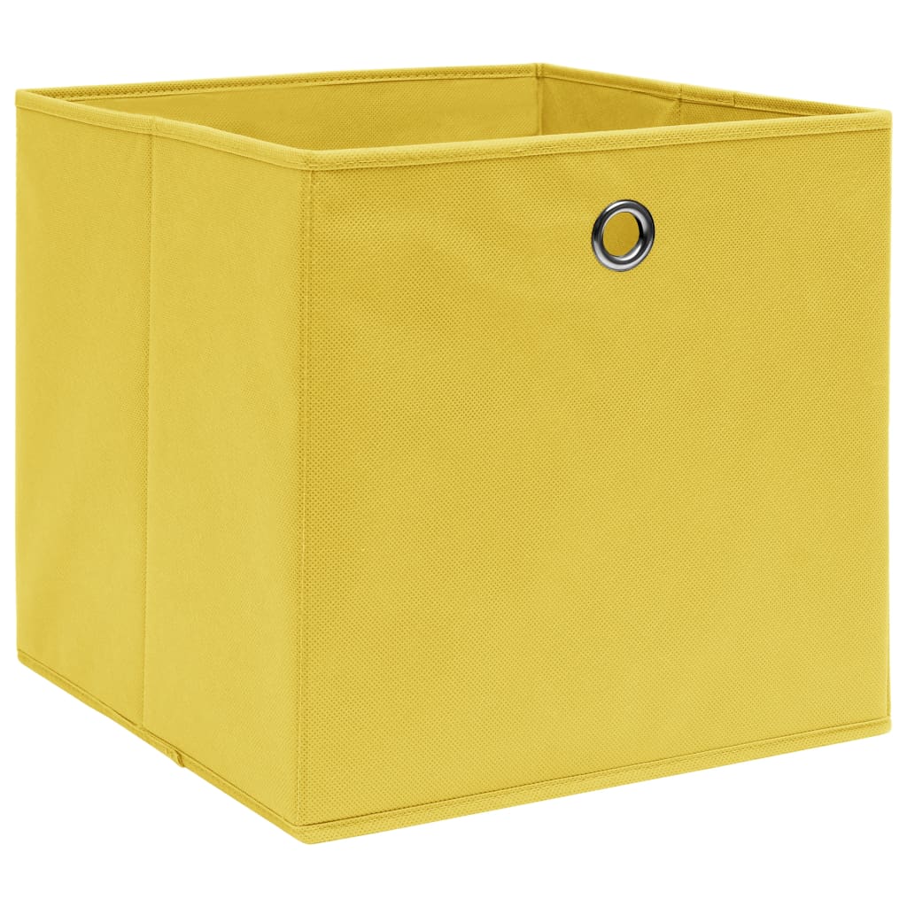 Boîtes de rangement 10 pcs. Tissu jaune 32x32x32 cm