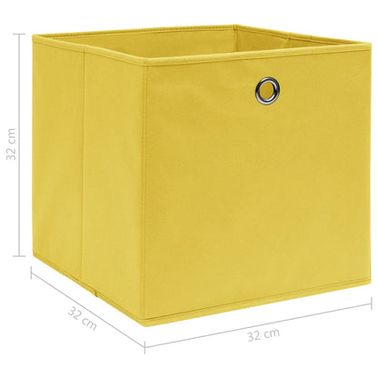 Boîtes de rangement 10 pcs. Tissu jaune 32x32x32 cm