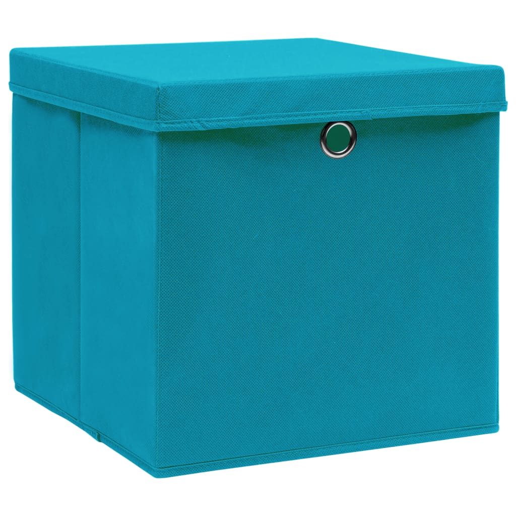 Aufbewahrungsboxen mit Deckeln 4 Stk. Babyblau 32x32x32cm Stoff