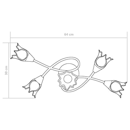 Deckenleuchte mit Glasschirmen für 5 E14 Glühlampen