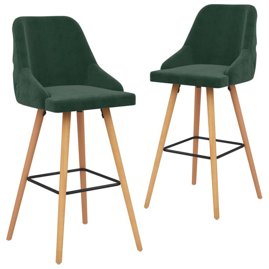 Tabourets de bar 2 pcs. Velours vert foncé