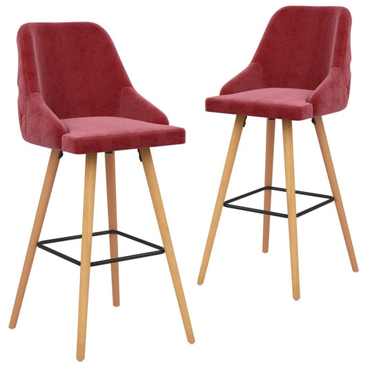 Tabourets de bar 2 pcs. Velours rouge vin