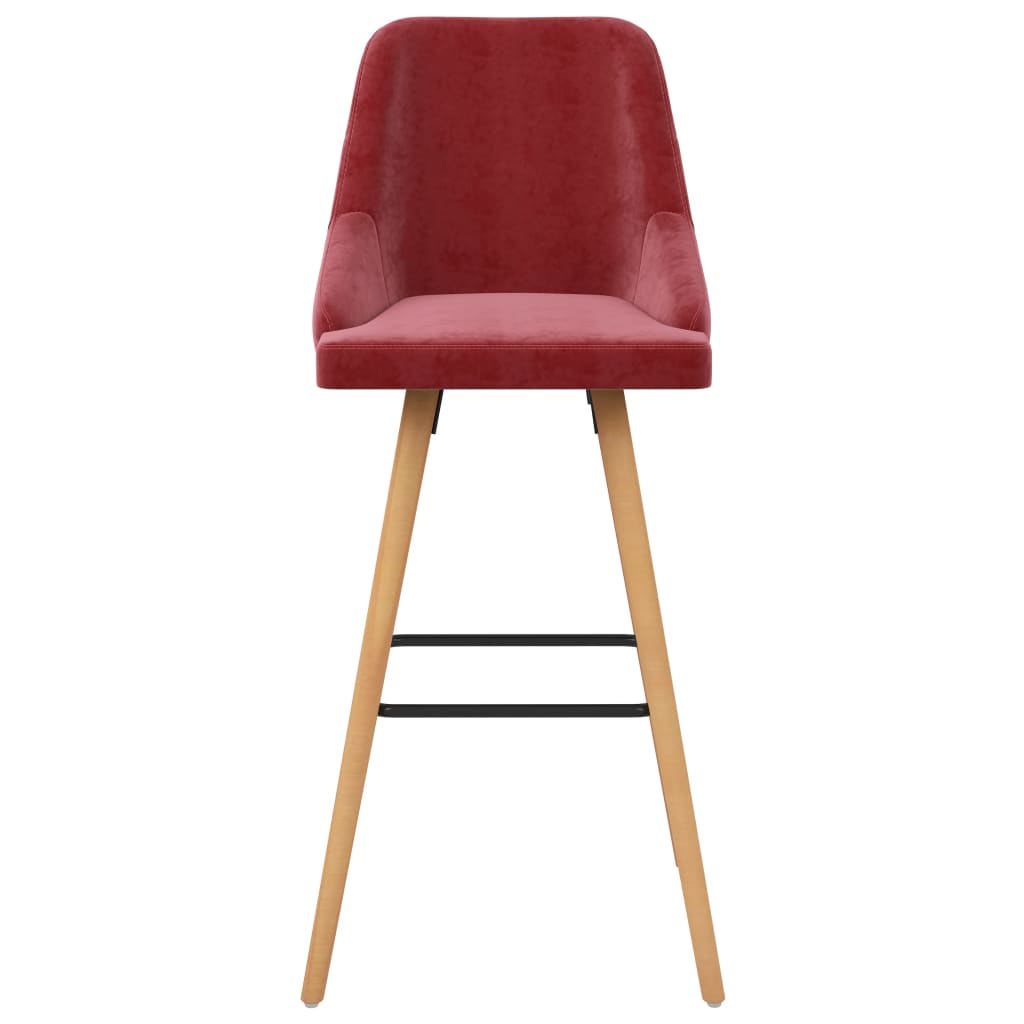 Tabourets de bar 2 pcs. Velours rouge vin