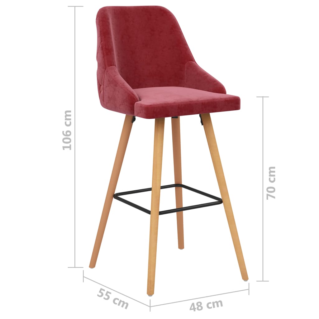 Tabourets de bar 2 pcs. Velours rouge vin