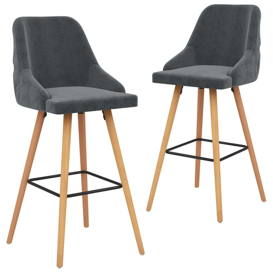 Tabourets de bar 2 pcs. Velours gris foncé