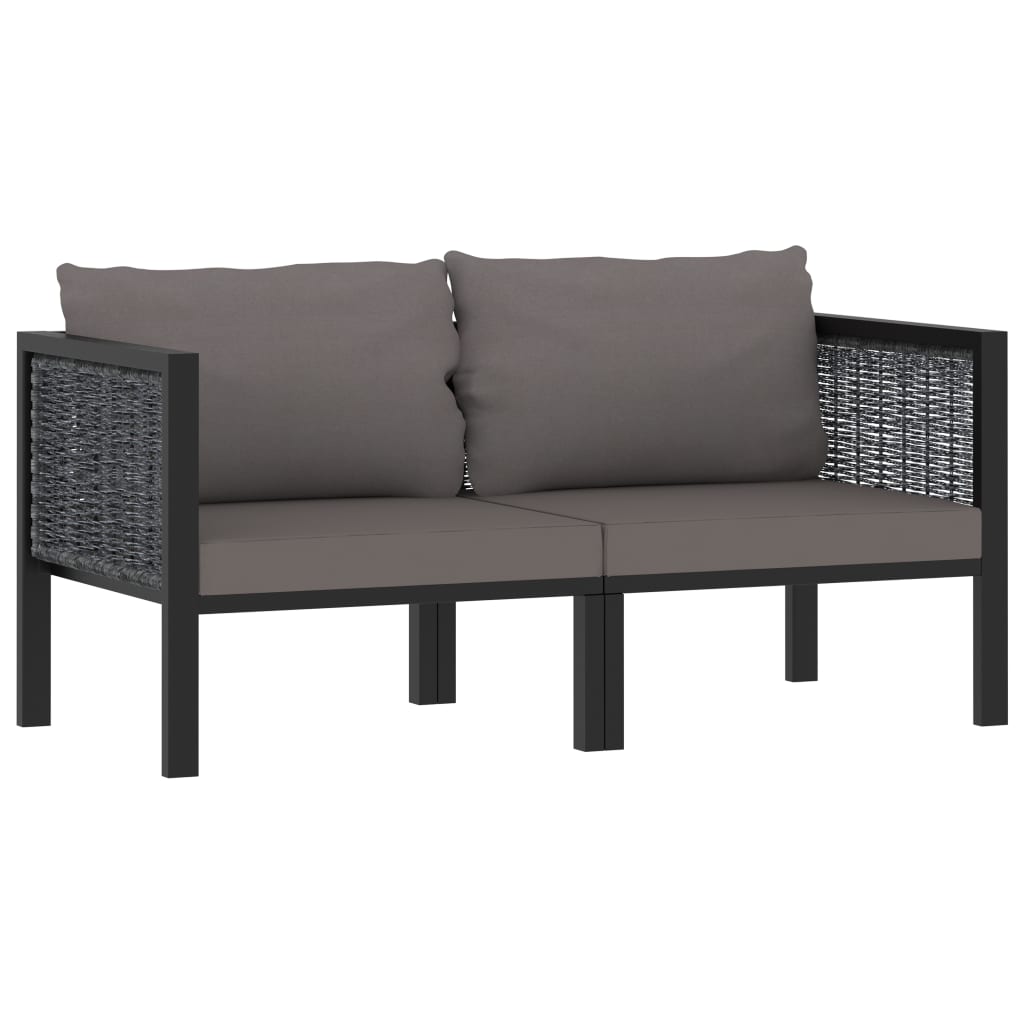 2-Sitzer-Sofa mit Auflage Anthrazit Poly Rattan