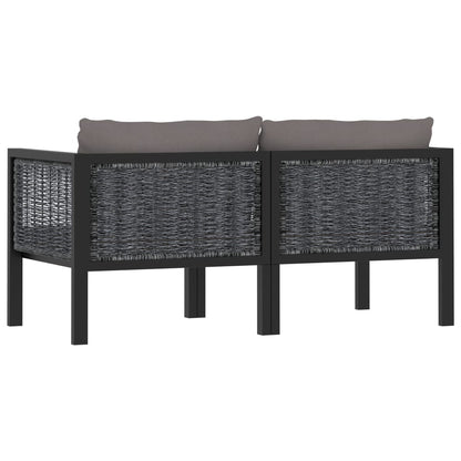 2-Sitzer-Sofa mit Auflage Anthrazit Poly Rattan