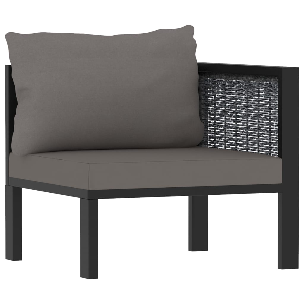 2-Sitzer-Sofa mit Auflage Anthrazit Poly Rattan