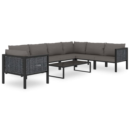 8 pièces Salon de jardin avec coussins poly rotin anthracite