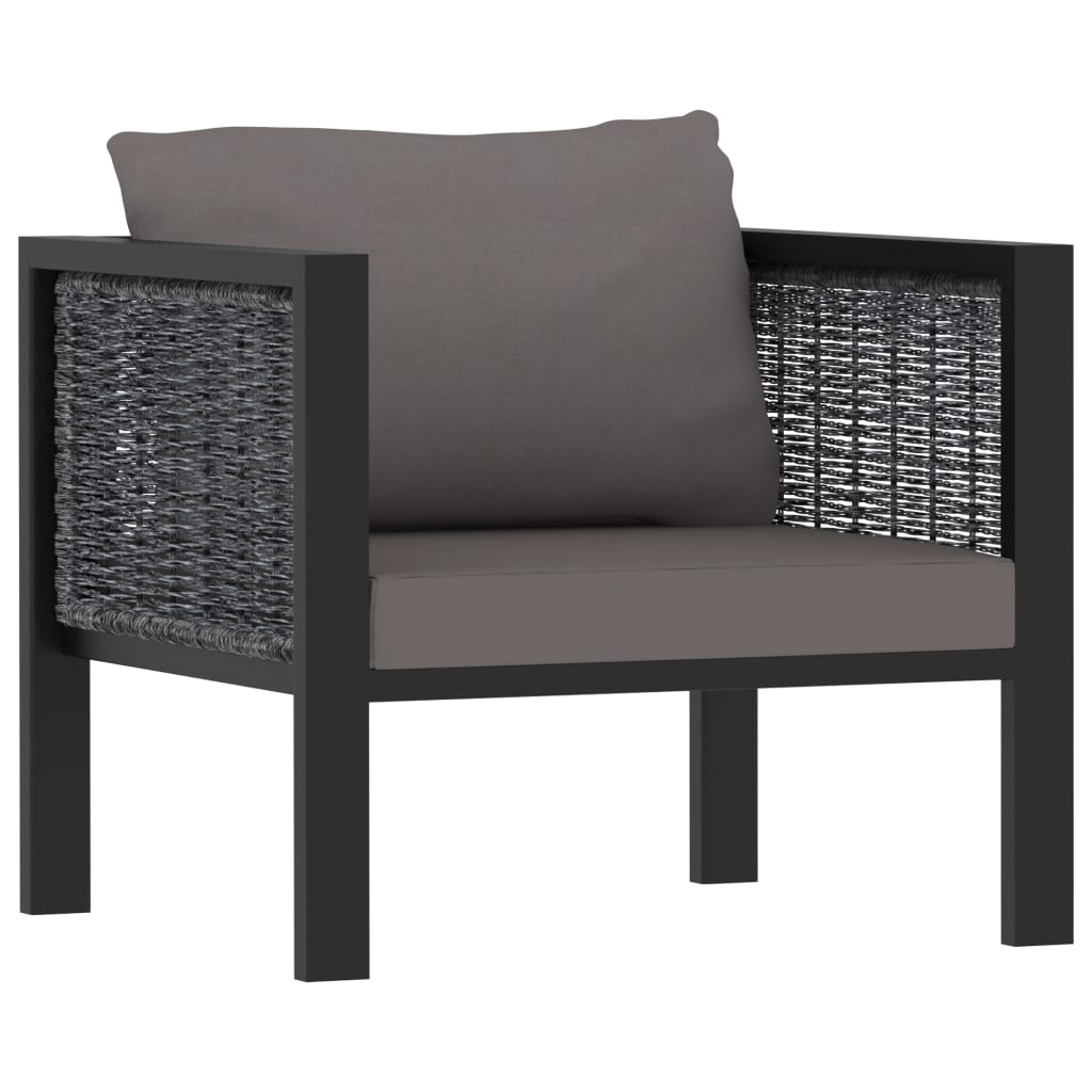 6-tlg. Garten-Lounge-Set mit Auflagen Poly Rattan Anthrazit