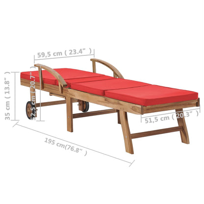 Tumbonas con cojines 2 piezas Madera maciza de teca roja.