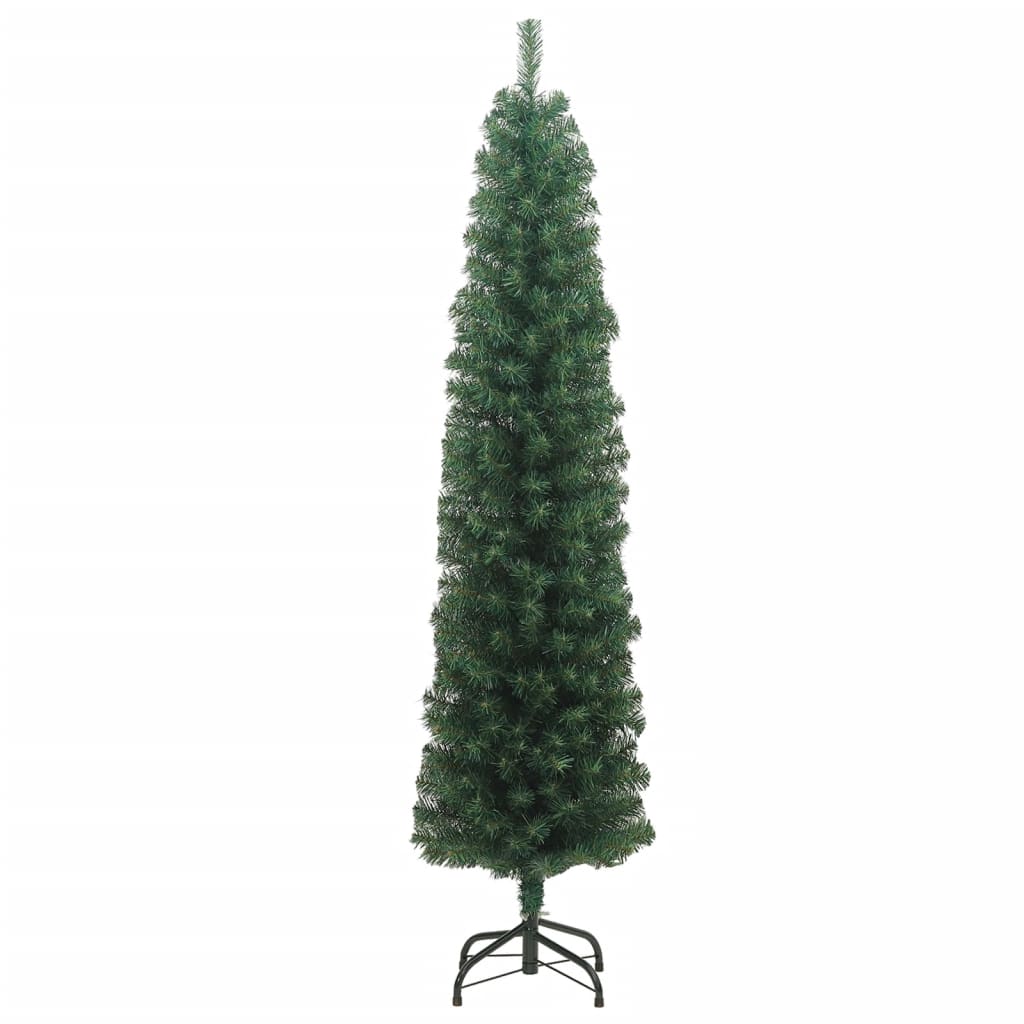 Künstlicher Weihnachtsbaum Schlank mit Ständer Grün 210 cm PVC