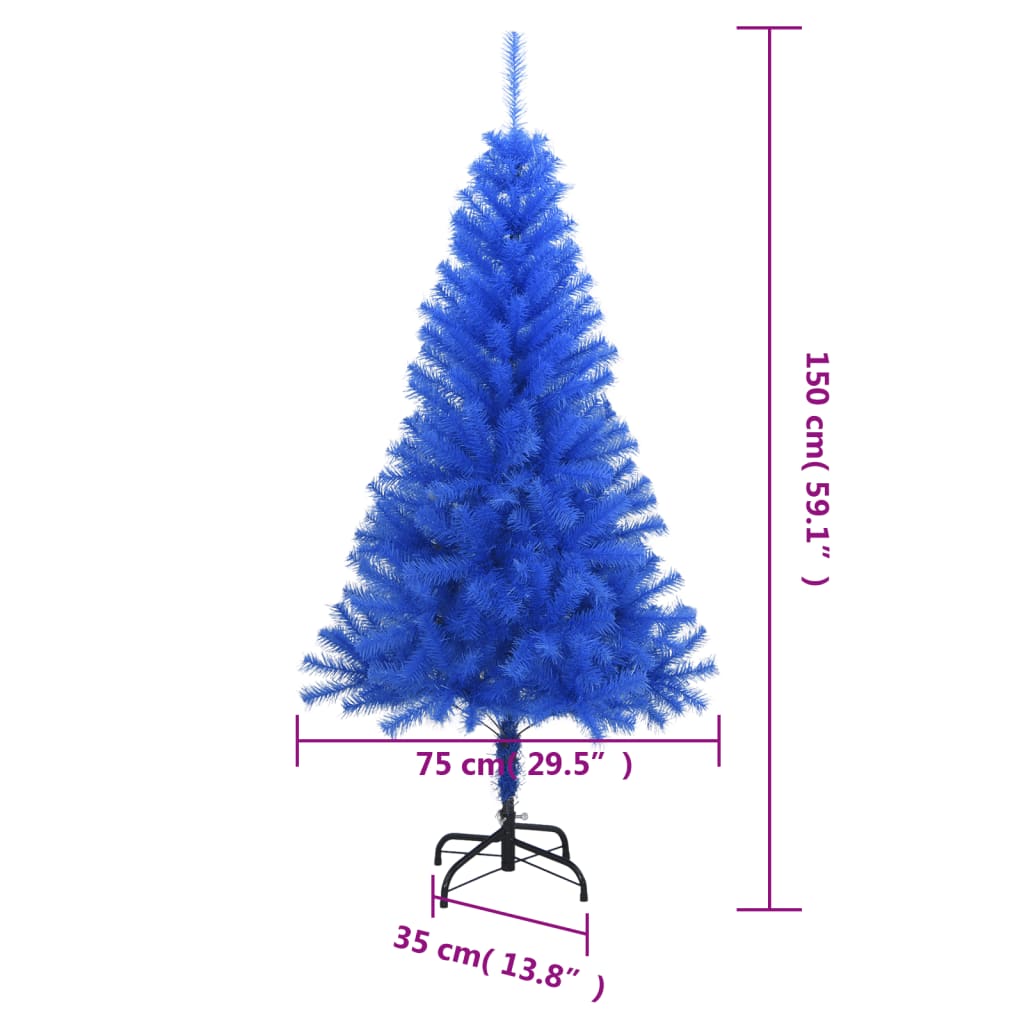 Sapin de Noël artificiel avec support bleu 150 cm PVC