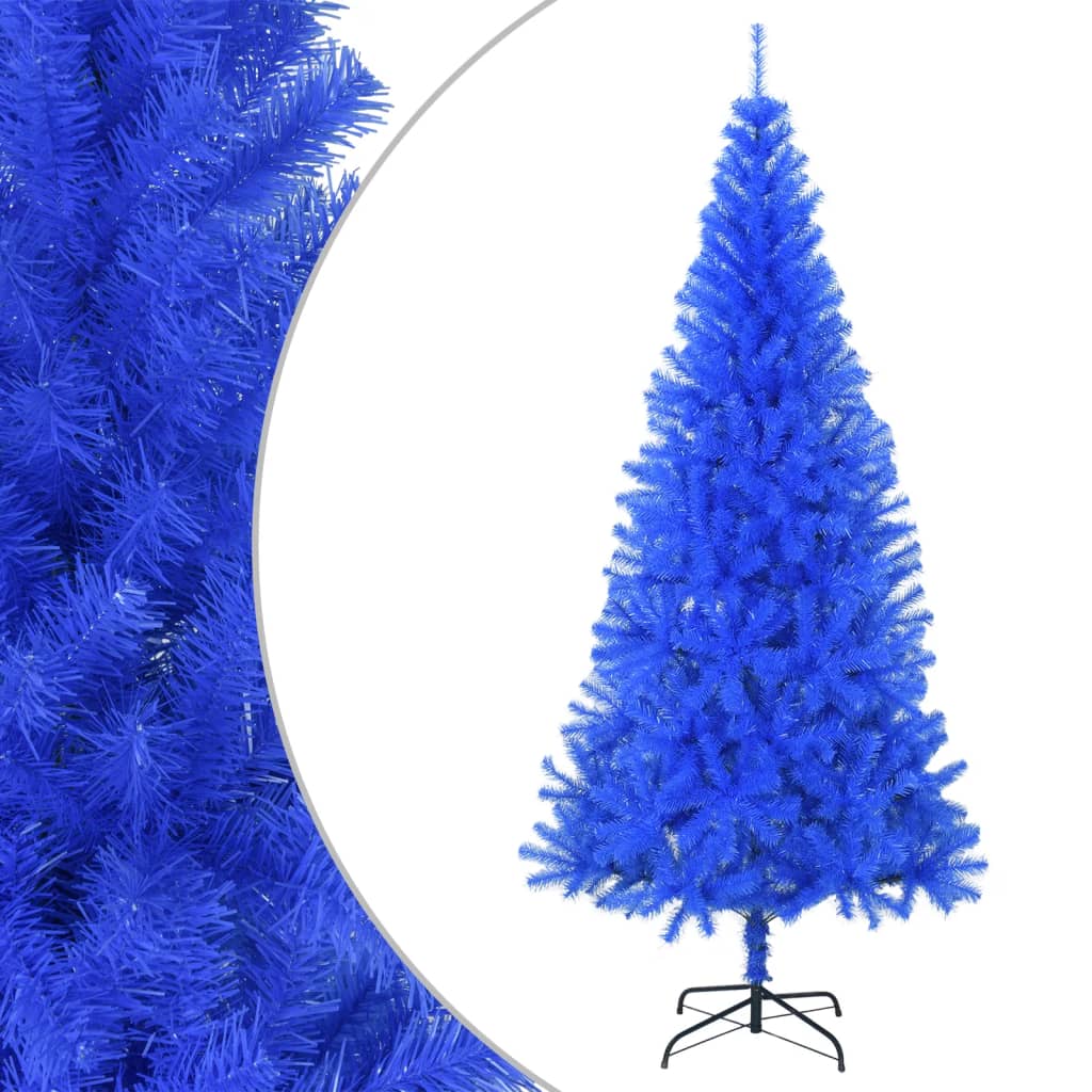 Sapin de Noël artificiel avec support bleu 210 cm PVC