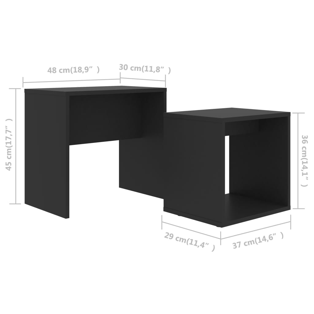 Couchtisch-Set Schwarz 48x30x45 cm Holzwerkstoff