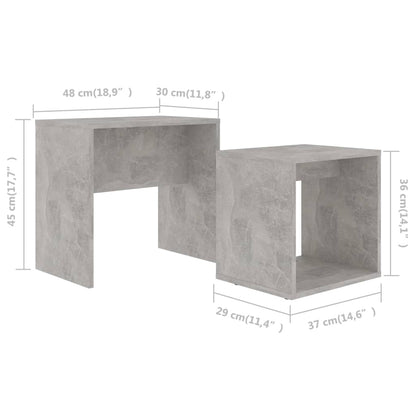 Couchtisch-Set Betongrau 48x30x45 cm Holzwerkstoff