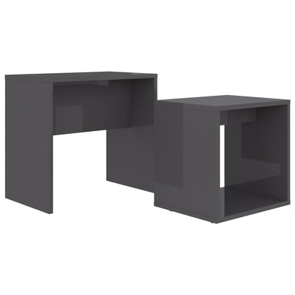 Couchtisch-Set Hochglanz-Grau 48x30x45 cm Holzwerkstoff