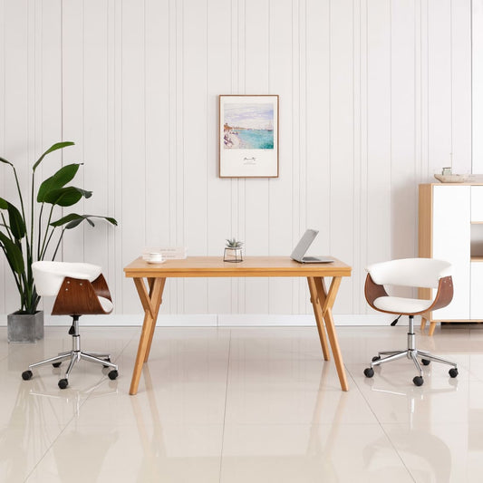 Chaises de salle à manger 2 pièces pivotantes simili cuir blanc