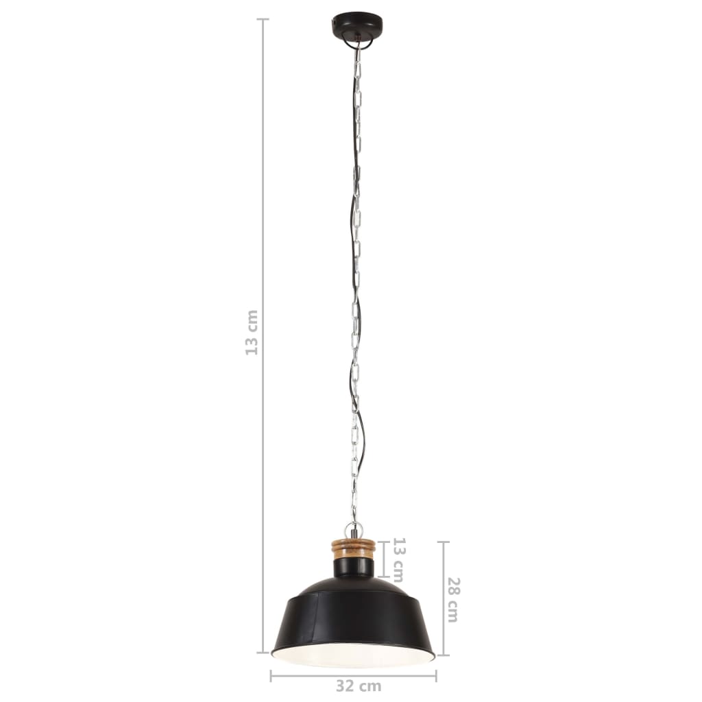 Lampe suspendue style industriel 32 cm noire E27