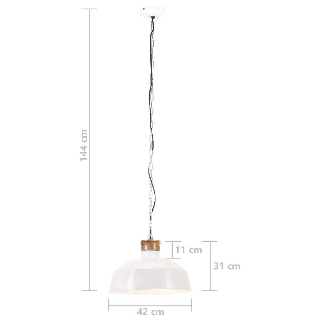 Lampe suspendue style industriel 42 cm blanche E27