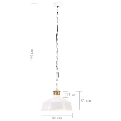 Lampe suspendue style industriel 42 cm blanche E27