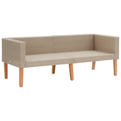 2-Sitzer-Gartensofa mit Auflagen Poly Rattan Beige