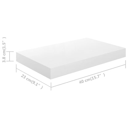 Estante flotante MDF blanco brillante 40x23x3,8 cm