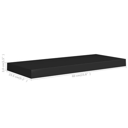 Estante flotante de pared MDF negro 60x23,5x3,8 cm