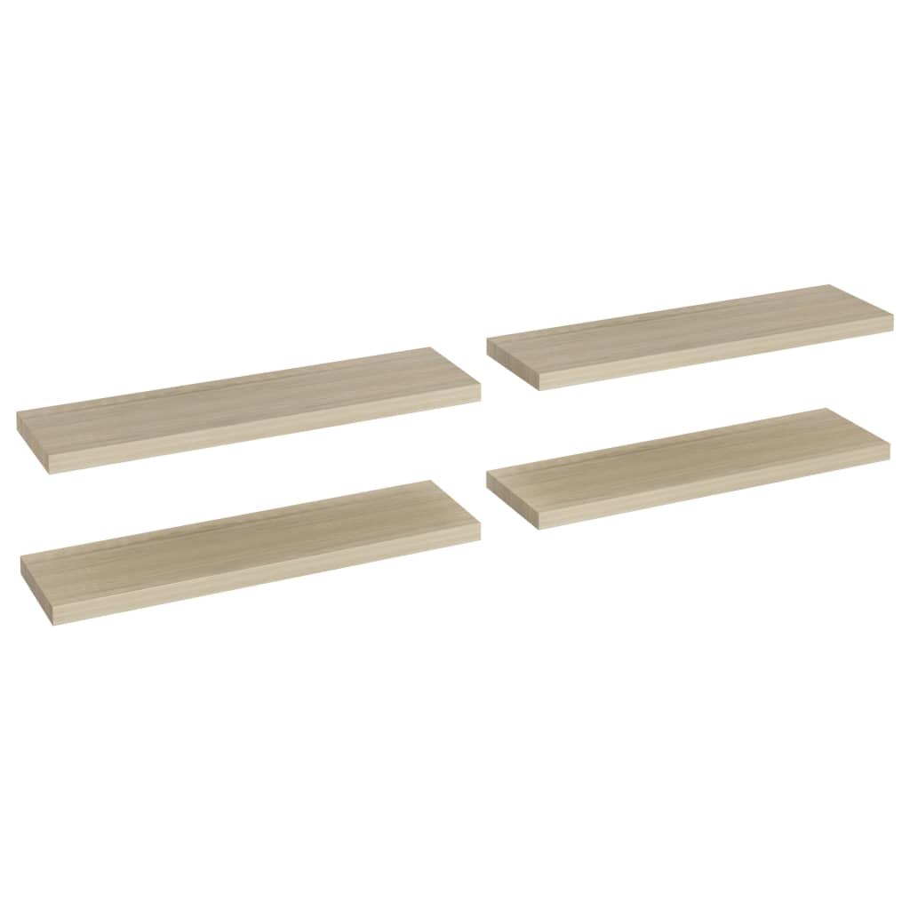 Estantes flotantes de pared 4 uds. MDF color roble 90x23,5x3,8 cm.