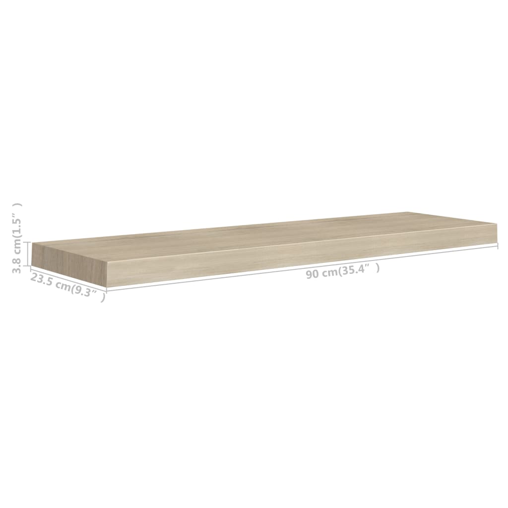 Estantes flotantes de pared 4 uds. MDF color roble 90x23,5x3,8 cm.