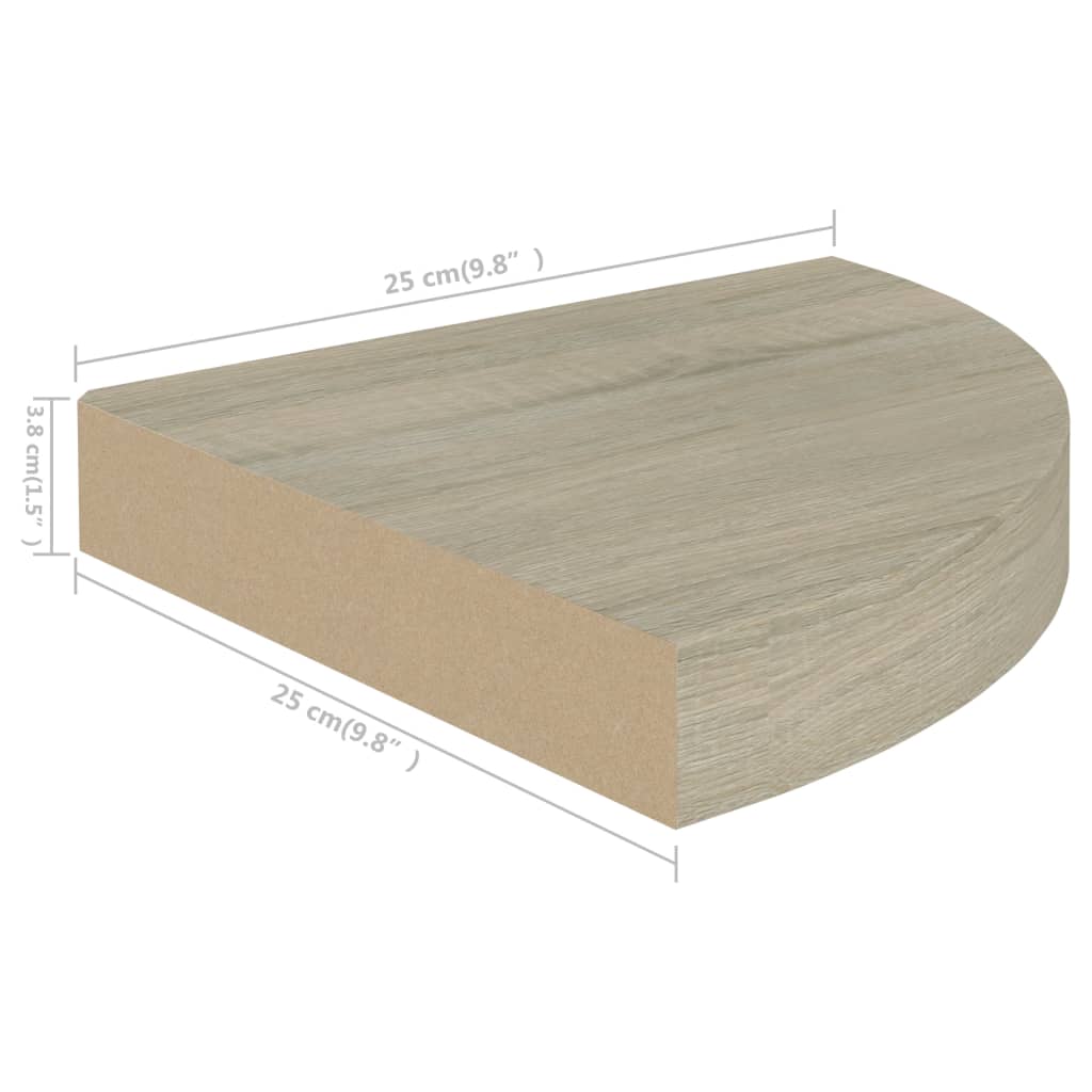 Etagère d'angle flottante aspect chêne 25x25x3,8 cm MDF